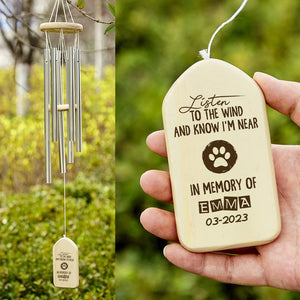 GeckoCustom Listen To The Wind And Know I'm Near You Memorial Wind Chimes Personalized Gifts N369 889925 Natural - Black Text