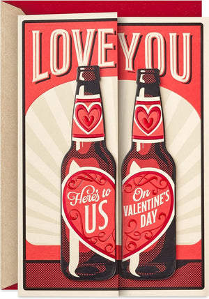 GeckoCustom Love Card, You Mean the World to Me (Romantic Anniversary Card, Birthday Card, Sweetest Day Card) Beer, Here'S To Us