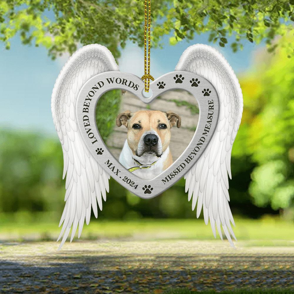 GeckoCustom Loved Beyond Words Missed Beyond Measure Pet Photo Ornament, Pet Loss Gift HN590