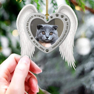 GeckoCustom Loved Beyond Words Missed Beyond Measure Pet Photo Ornament, Pet Loss Gift HN590