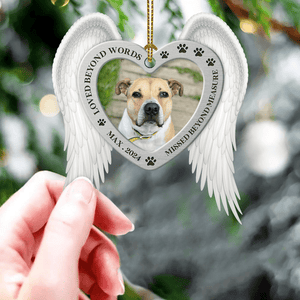 GeckoCustom Loved Beyond Words Missed Beyond Measure Pet Photo Ornament, Pet Loss Gift HN590