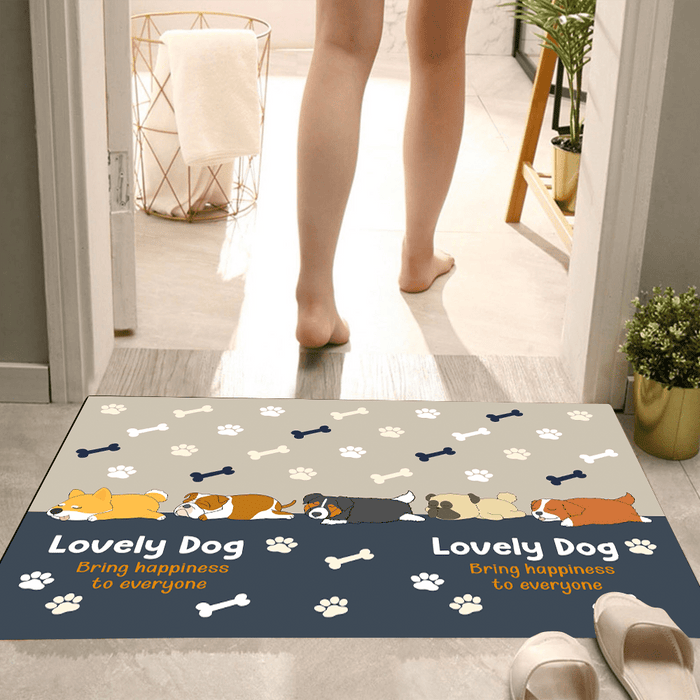 GeckoCustom Lovely Dog Bring Happiness To Everyone Doormat Personalized Gift TA29 890131