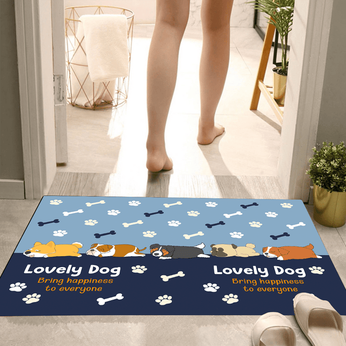 GeckoCustom Lovely Dog Bring Happiness To Everyone Doormat Personalized Gift TA29 890131