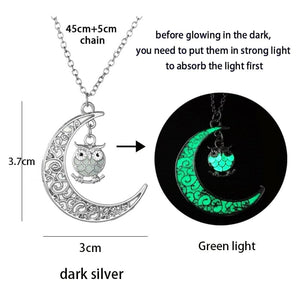 GeckoCustom Luminous Glowing Arrow Pendant Necklace Knight Spear Necklace Glow In The Dark Pike Necklace for Women Men Halloween Gift Owl Moon Green