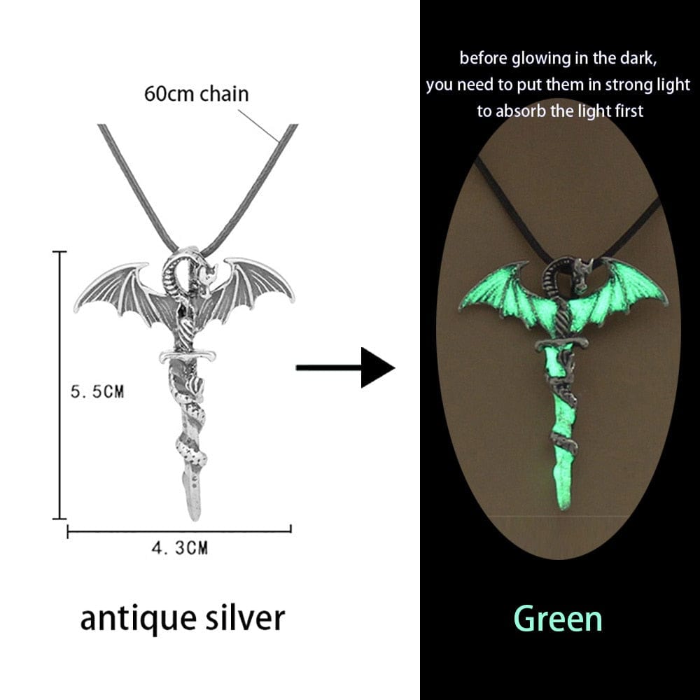 GeckoCustom Luminous Glowing Arrow Pendant Necklace Knight Spear Necklace Glow In The Dark Pike Necklace for Women Men Halloween Gift ygl02ascA