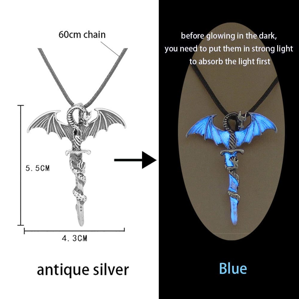 GeckoCustom Luminous Glowing Arrow Pendant Necklace Knight Spear Necklace Glow In The Dark Pike Necklace for Women Men Halloween Gift ygl02ascB