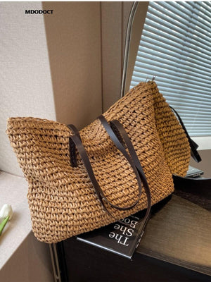 GeckoCustom Luxury Design Straw Woven Tote Bags Summer Casual Large Capacity Handbags New Fashion Beach Women Shoulder Simple Style Shopping