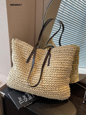 GeckoCustom Luxury Design Straw Woven Tote Bags Summer Casual Large Capacity Handbags New Fashion Beach Women Shoulder Simple Style Shopping