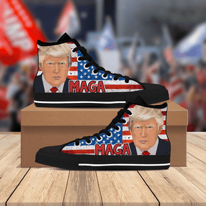 GeckoCustom Maga Trump 2024 With US Flag High Top Shoes HA75 890978