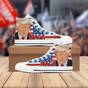 GeckoCustom Maga Trump 2024 With US Flag High Top Shoes HA75 890978