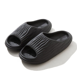 GeckoCustom Men Women House Shoes Platform Slippers Indoor Home Non-slip Slippers Peep Toe Black / 36-37