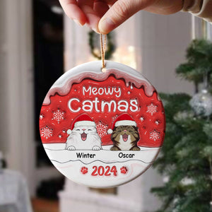 GeckoCustom Meowy Catmas Cat Personalized 3D Inflated Effect Printed Ornament N304 HA75 891476