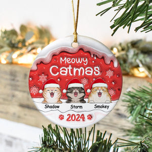 GeckoCustom Meowy Catmas Cat Personalized 3D Inflated Effect Printed Ornament N304 HA75 891476