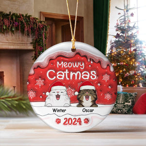 GeckoCustom Meowy Catmas Cat Personalized 3D Inflated Effect Printed Ornament N304 HA75 891476