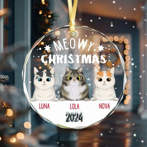 GeckoCustom Meowy Christmas Personalized Cat Glass Ornament HA75 891490