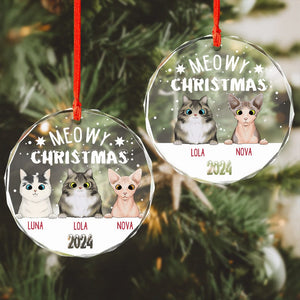 GeckoCustom Meowy Christmas Personalized Cat Glass Ornament HA75 891490