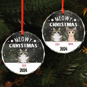 GeckoCustom Meowy Christmas Personalized Cat Glass Ornament HA75 891490