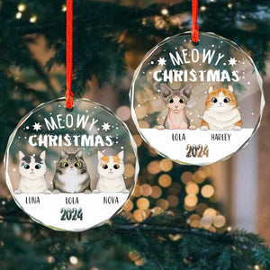 GeckoCustom Meowy Christmas Personalized Cat Glass Ornament HA75 891490