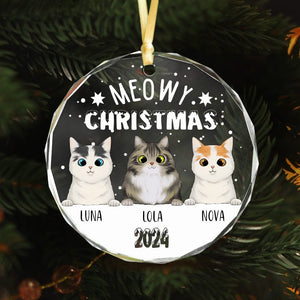 GeckoCustom Meowy Christmas Personalized Cat Glass Ornament HA75 891490