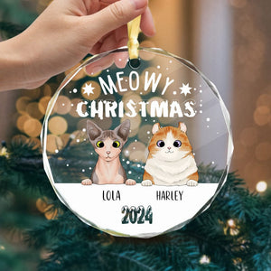 GeckoCustom Meowy Christmas Personalized Cat Glass Ornament HA75 891490