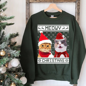 GeckoCustom Meowy Christmas Personalized Cat Lover Sweater Christmas NA29
