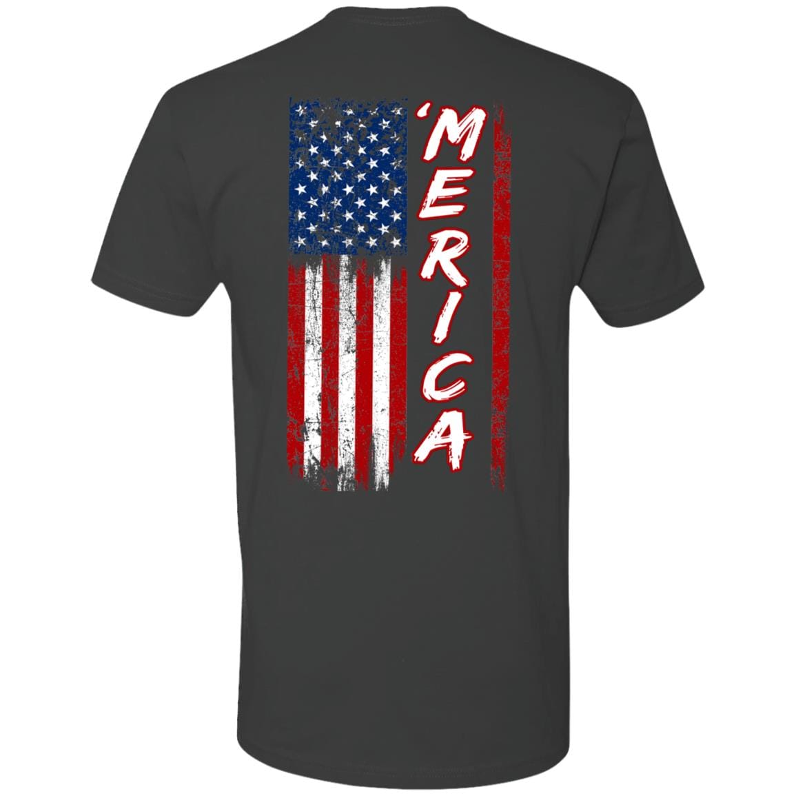 GeckoCustom Merica Distressed American Flag 4th of July H375 Premium Tee / Heavy Metal / S