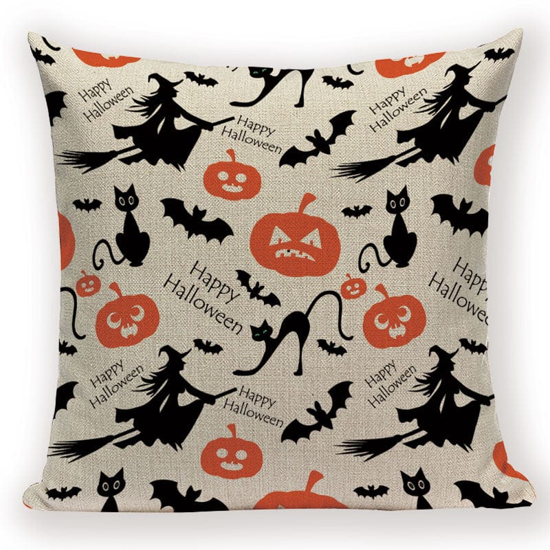 GeckoCustom Merry Halloween Trick or Treat Happy Halloween Demon Creative  Festival Decor Home Adult Birthday Decoration Bed Cushion Cover L1692-5 / 45-45cm