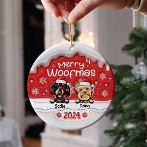 GeckoCustom Merry Woofmas Dog Personalized 3D Inflated Effect Printed Ornament N304 HA75 891474