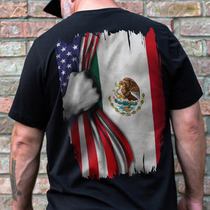 GeckoCustom Mexican Roots With American Flag Back Shirt HA75 891272