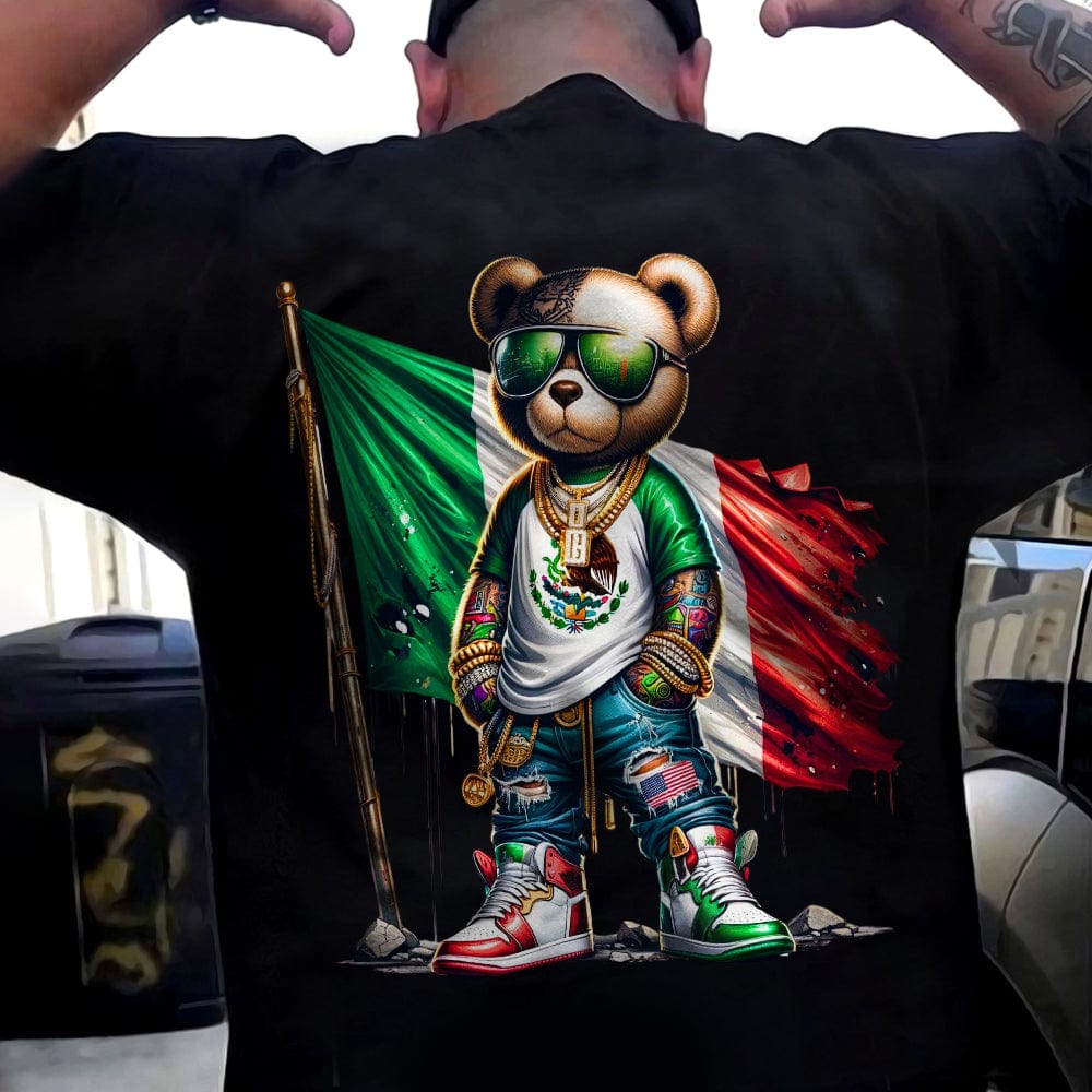 GeckoCustom Mexico Flag Teddy, Cartoon Bear, Cool Mexican Flag Bear Back Shirt HA75 891486