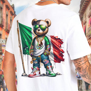 GeckoCustom Mexico Flag Teddy, Cartoon Bear, Cool Mexican Flag Bear Back Shirt HA75 891488