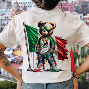 GeckoCustom Mexico Flag Teddy, Cartoon Bear, Cool Mexican Flag Bear Back Shirt HA75 891488