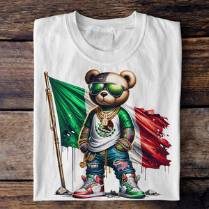 GeckoCustom Mexico Flag Teddy, Cartoon Bear, Cool Mexican Flag Bear Bright Shirt HA75 891514