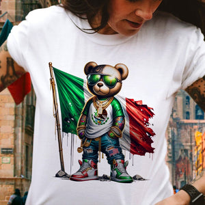 GeckoCustom Mexico Flag Teddy, Cartoon Bear, Cool Mexican Flag Bear Bright Shirt HA75 891514