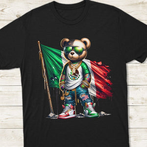 GeckoCustom Mexico Flag Teddy, Cartoon Bear, Cool Mexican Flag Bear Dark Shirt HA75 891512