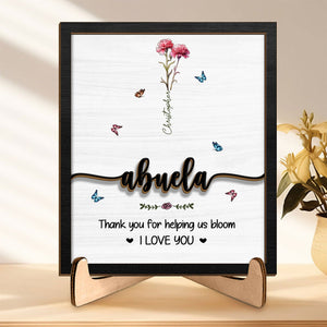GeckoCustom Mom Thank You For Helping Us Bloom Family 2-Layered Wooden Plaque With Stand Personalized Gift TA29 890300