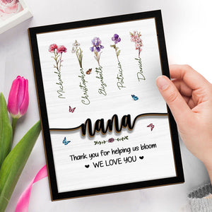 GeckoCustom Mom Thank You For Helping Us Bloom Family 2-Layered Wooden Plaque With Stand Personalized Gift TA29 890300