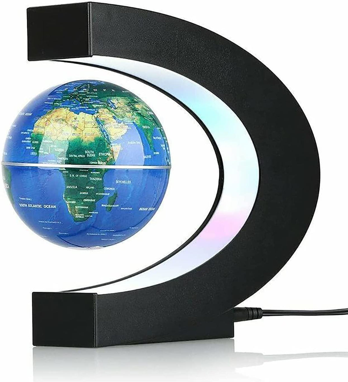 GeckoCustom Multicolor Changing Magnetic Levitation Floating Globe, Floating Globe with LED Lights, Cool Gadgets Floating Globe Decor, Valentine'S Day Gift, Great Gifts for Men/Fathers/Husbands/Boyfriends/Kids/Bosses Blue