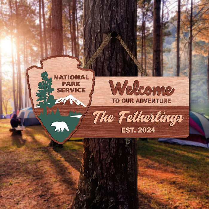 GeckoCustom National Park Welcome To Our Adventure Sign Personalized Gift T368 890144