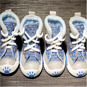 GeckoCustom New Design 4pcs/Set Pet Dog Shoes Small Dog Puppy Boots Football Style Cheap Dog Summer Shoes For Small Pets Four Colors Blue / XS