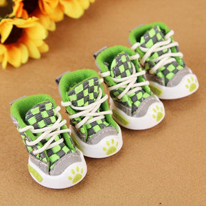 GeckoCustom New Design 4pcs/Set Pet Dog Shoes Small Dog Puppy Boots Football Style Cheap Dog Summer Shoes For Small Pets Four Colors Green / XS