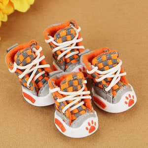 GeckoCustom New Design 4pcs/Set Pet Dog Shoes Small Dog Puppy Boots Football Style Cheap Dog Summer Shoes For Small Pets Four Colors Gold / XS