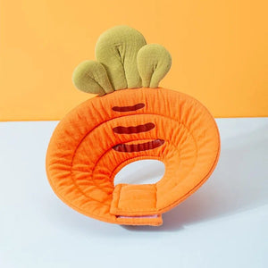 GeckoCustom New Pet Cone E-Collar Recovery Cone Adjustable Cotton Blends Neck Recover Cat Dog Printed Elizabeth Circle Pet Protection Collar orange carrot / S (weight 1-2.5 kg)