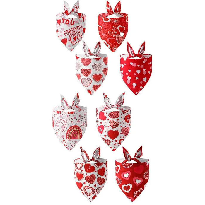 GeckoCustom NEW Pet Dog Triangle Scarf Love-heart Pattern Saliva Towels Soft Comfortable Pet Bandana Bib For Valentine Day Decor