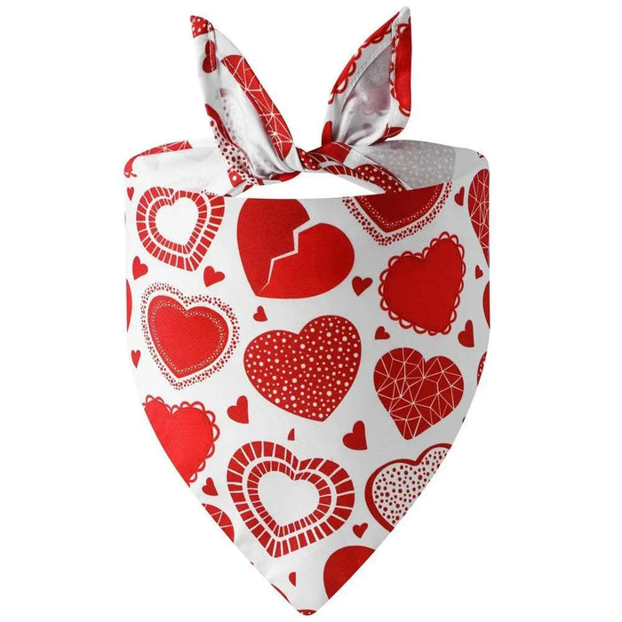 GeckoCustom NEW Pet Dog Triangle Scarf Love-heart Pattern Saliva Towels Soft Comfortable Pet Bandana Bib For Valentine Day Decor B / L / CN