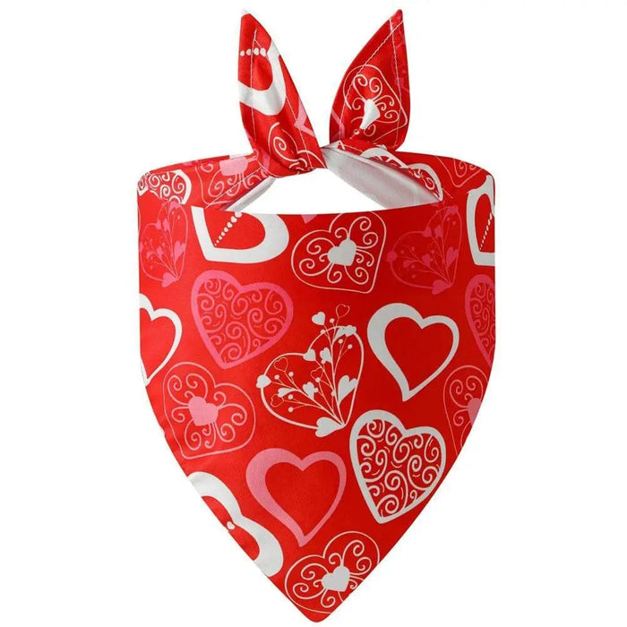 GeckoCustom NEW Pet Dog Triangle Scarf Love-heart Pattern Saliva Towels Soft Comfortable Pet Bandana Bib For Valentine Day Decor G / L / CN