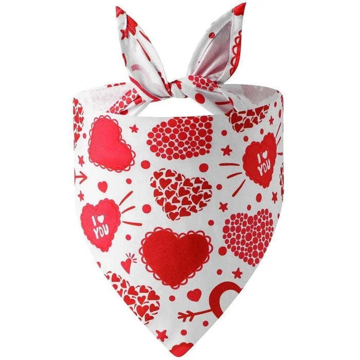 GeckoCustom NEW Pet Dog Triangle Scarf Love-heart Pattern Saliva Towels Soft Comfortable Pet Bandana Bib For Valentine Day Decor D / L / CN