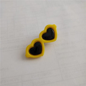 GeckoCustom New Pet Lovely Heart Sunglasses Hairpins Yellow / 1pcs