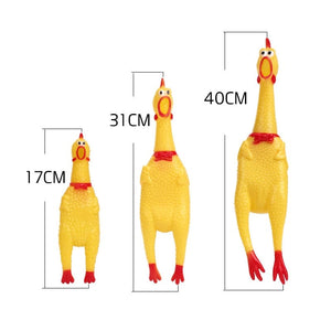 GeckoCustom New Pets Dog Squeak Toys Screaming Chicken Squeeze Sound Dog Chew Toy Durable Funny Yellow Rubber Vent Chicken 17CM 31CM 40CM