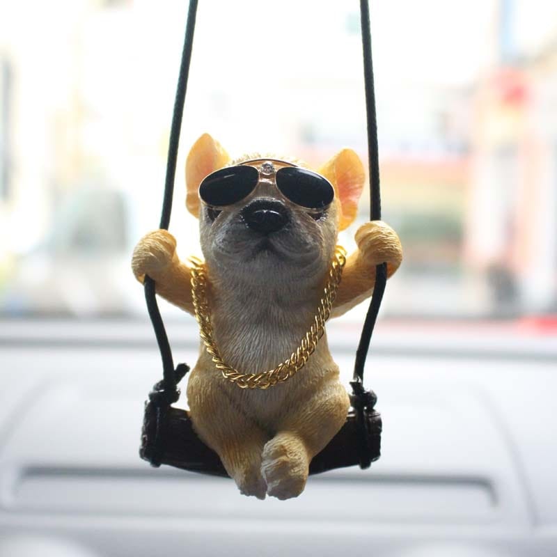 GeckoCustom New Resin Cute Dog Anime Car Accessorie Swing Bulldog Pendant Auto Rearview Mirror Ornaments Birthday Gift Couple Accessories 4